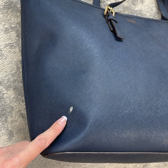 Michael Michael Kors Jet Set Travel Tote Bag Shopper Navy Blue Leather - Picture 5 of 17